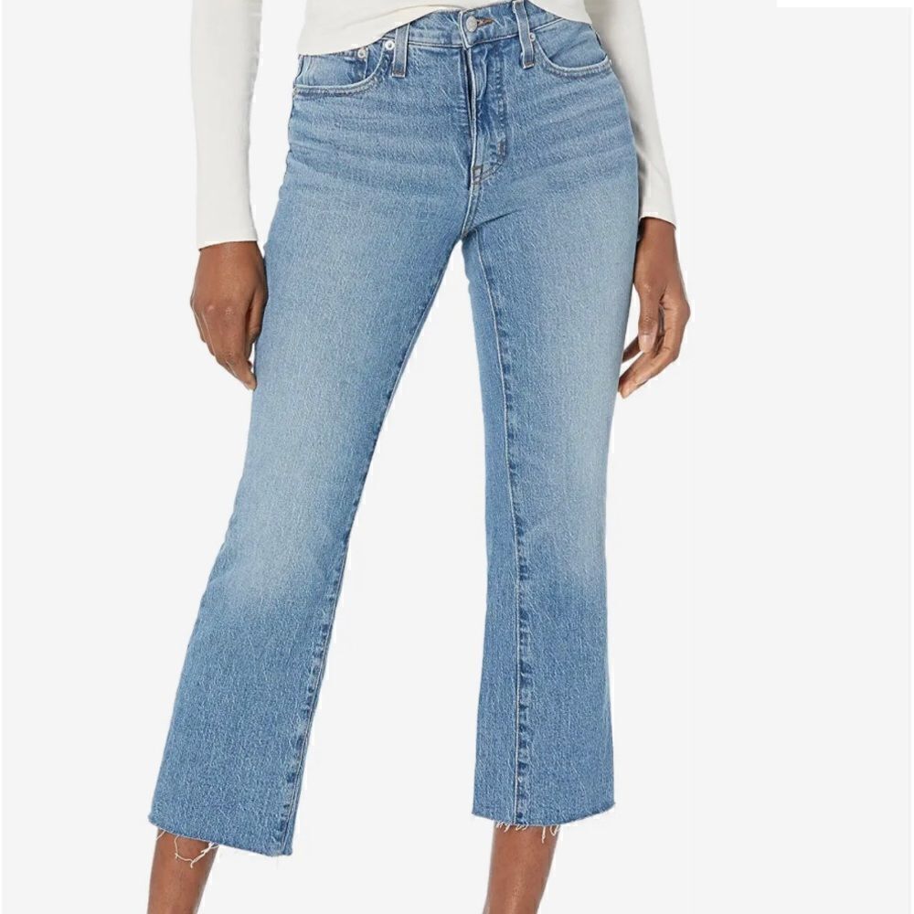 Madewell Cali Demi-Boot Raw Hem Western Bohemian Boot Cut Blue Jeans Sz 23
